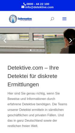 Vorschau der mobilen Webseite www.detektive.com, A PLus Detective GmbH