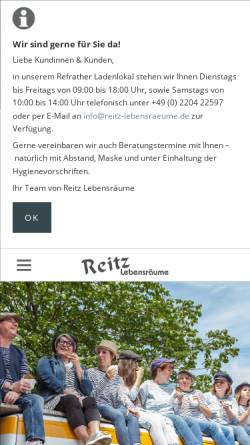 Vorschau der mobilen Webseite www.reitz-lebensraeume.de, Reitz Lebensräume, Wilhelm Reitz GmbH