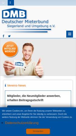 Vorschau der mobilen Webseite www.mieterbund-siegerland.de, Deutscher Mieterbund Siegerland und Umgebung e.V.