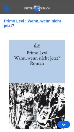 Vorschau der mobilen Webseite www.dieterwunderlich.de, Primo Levi: Wann, wenn nicht jetzt?
