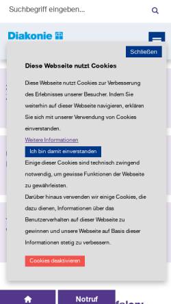 Vorschau der mobilen Webseite www.diakonie-sw.de, Diakonie in Südwestfalen gGmbH