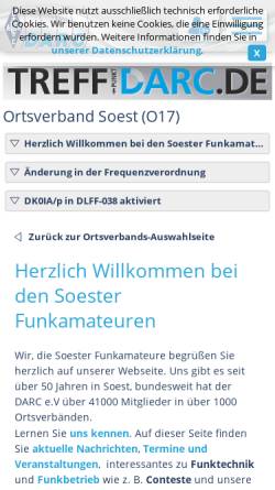 Vorschau der mobilen Webseite www.darc.de, DARC Ortsverband Soest O-17