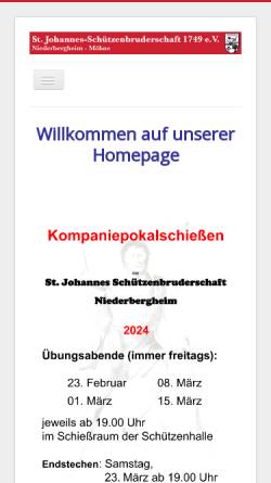 Vorschau der mobilen Webseite www.schuetzen-niederbergheim.de, St. Johannes Schützenbruderschaft Niederbergheim 1749 e.V.