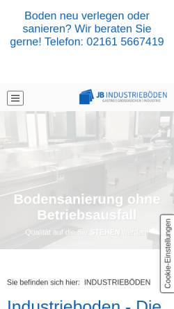 Vorschau der mobilen Webseite industriebodensanierung.de, JB INDUSTRIEBÖDEN, Inh. Jörg Breitenstein