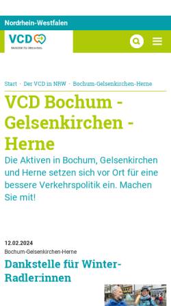 Vorschau der mobilen Webseite nrw.vcd.org, VCD Bochum, Gelsenkirchen und Herne e. V.