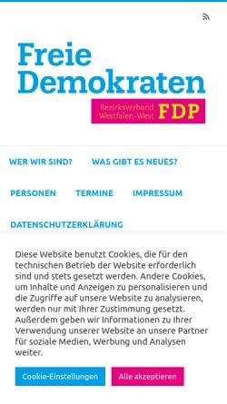 Vorschau der mobilen Webseite www.fdp-ww.de, FDP Bezirksverband Westfalen-West