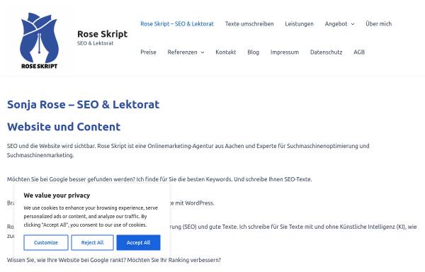 Vorschau von www.rose-skript.de, Rose Skript - Lektoratsservice