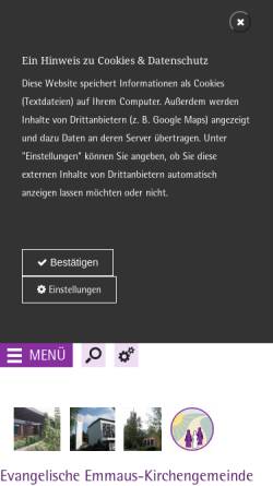 Vorschau der mobilen Webseite emmaus-senne.ekvw.de, Evangelische Emmaus- Kirchengemeinde Senne