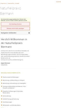 Vorschau der mobilen Webseite www.naturheilpraxis-biermann.de, Jürgen Biermann, Heilpraktiker
