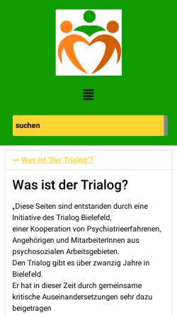 Vorschau der mobilen Webseite www.psychiatrie-bielefeld.de, Trialog Bielefeld