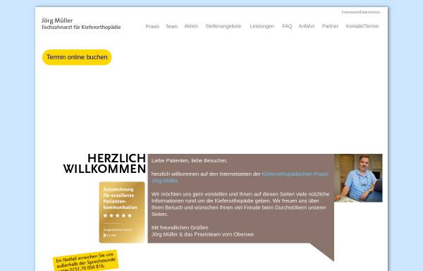 Vorschau von www.kfo-mueller-bielefeld.de, Praxis für Kieferorthopädie Jörg Müller