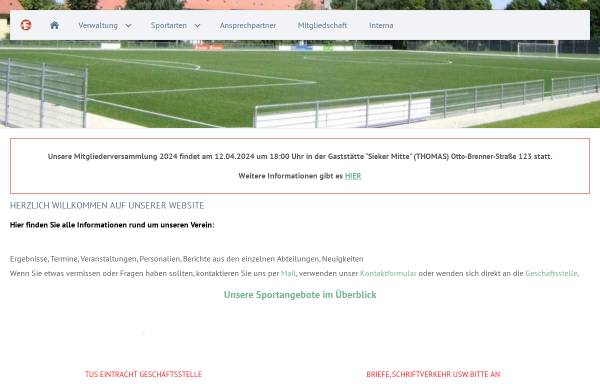 Vorschau von www.tus-eintracht.de, Turn- und Sportvereinigung Eintracht Bielefeld e.V.