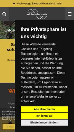 Vorschau der mobilen Webseite alphaelectronic.de, alpha electronic, Ing. A. Berger GmbH