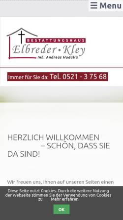 Vorschau der mobilen Webseite www.bestattungshaus-bielefeld.de, Bestattungshaus Elbreder & Kley Inh. Andreas Hudalla