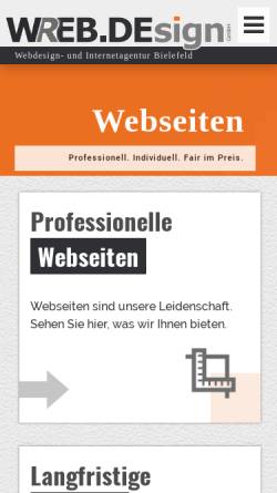 Vorschau der mobilen Webseite wreb.de, WREB.DEsign GmbH