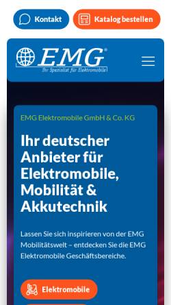 Vorschau der mobilen Webseite www.emg-elektromobile.com, EMG Elektromobile GmbH & Co. KG