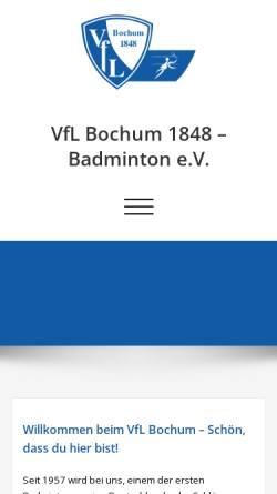 Vorschau der mobilen Webseite vflbochum-badminton.de, VfL Bochum - Abteilung Badminton 1848 e.V.