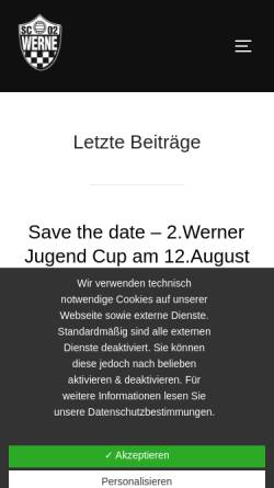 Vorschau der mobilen Webseite www.scwerne02.de, SC Werne 02 e.V.