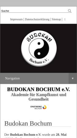 Vorschau der mobilen Webseite www.budokan-bochum.de, Budokan Bochum e.V.