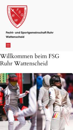 Vorschau der mobilen Webseite www.fsg-ruhrwattenscheid.de, Fecht- und Sportgemeinschaft Ruhr Wattenscheid e.V. Bochum