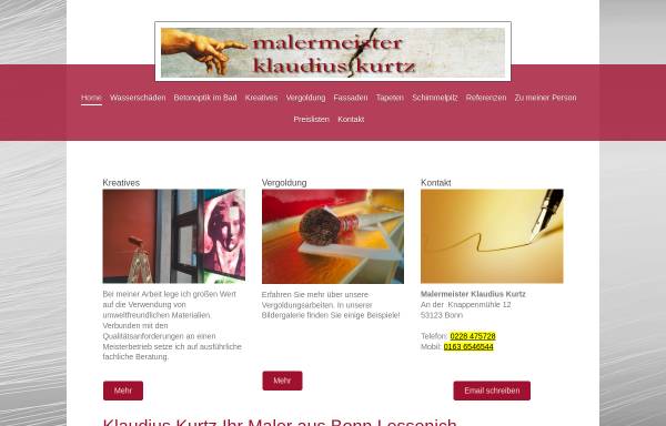 Vorschau von www.klaudius.de, Malermeister Klaudius Kurtz