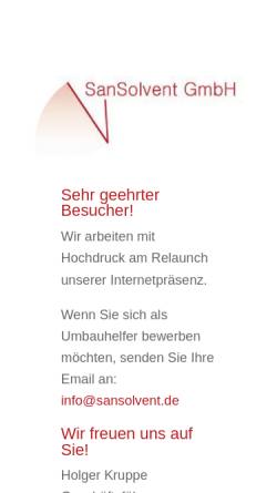 Vorschau der mobilen Webseite sansolvent.de, SanSolvent GmbH