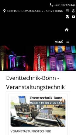 Vorschau der mobilen Webseite www.eventanlagen.de, Musik- und Lichtanlagen Vermietung Jürgen Wassong
