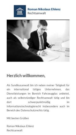 Vorschau der mobilen Webseite www.ra-ehlenz.de, Rechtsanwalt Roman Nikolaus Ehlenz