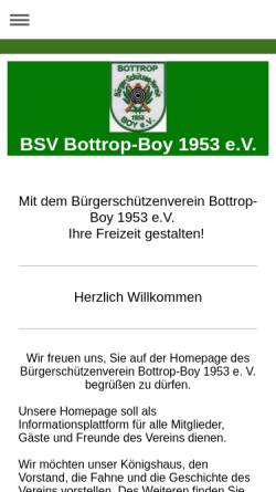 Vorschau der mobilen Webseite www.bsv-boy.de, Bürgerschützenverein Bottrop-Boy 1953 e.V.
