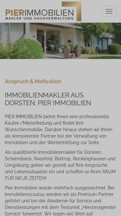 Vorschau der mobilen Webseite www.pier-immobilien.de, Pier Immobilien GmbH