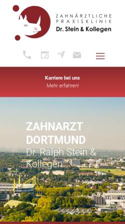 Vorschau der mobilen Webseite www.praxisklinik-dr-stein.de, Zahnärztliche Praxisklinik Dr. Stein & Kollegen