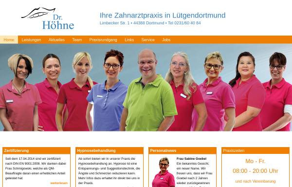 Vorschau von www.drhoehne.de, Zahnarztpraxis Dr. Höhne