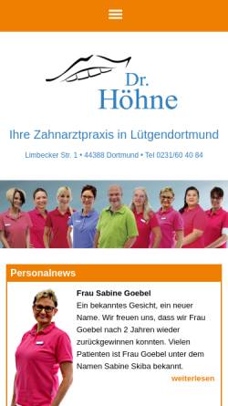 Vorschau der mobilen Webseite www.drhoehne.de, Zahnarztpraxis Dr. Höhne