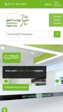 Vorschau der mobilen Webseite www.gzrr.de, Gerinnungszentrum Rhein-Ruhr