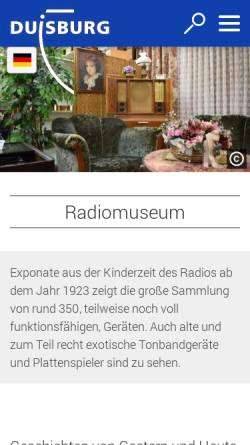Vorschau der mobilen Webseite www.duisburg.de, Radiomuseum Duisburg
