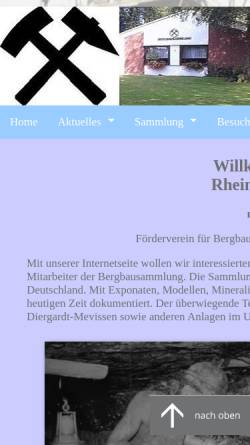 Vorschau der mobilen Webseite bergbausammlung.de, Bergbausammlung Rheinhausen