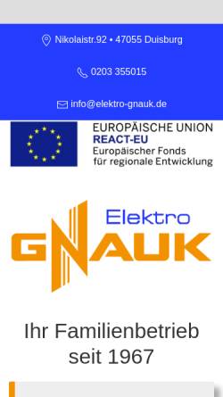 Vorschau der mobilen Webseite www.elektro-gnauk.de, Elektro Gnauk
