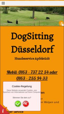 Vorschau der mobilen Webseite www.dog-sitting-duesseldorf.de, DogSitting Düsseldorf, Christa Apfelstädt