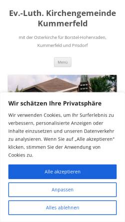 Vorschau der mobilen Webseite www.kirche-kummerfeld.de, Evangelische Oster-Kirchengemeinde