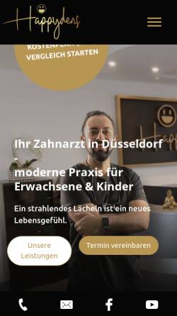 Vorschau der mobilen Webseite www.happydens-zahnarzt-duesseldorf.de, Happydens