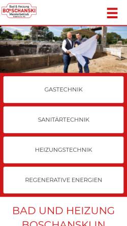 Vorschau der mobilen Webseite www.shk-boschanski.de, Bad und Heizung Boschanski