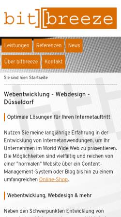 Vorschau der mobilen Webseite www.bitbreeze.de, Bitbreeze, Mark Siepen