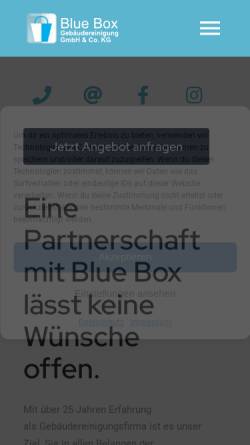 Vorschau der mobilen Webseite www.bluebox-reinigung.de, Bluebox Gebäudereinigung