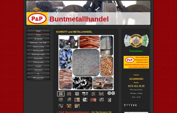Vorschau von www.schrott-duesseldorf.de, P&P Buntmetallhandel Gbr