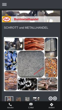 Vorschau der mobilen Webseite www.schrott-duesseldorf.de, P&P Buntmetallhandel Gbr