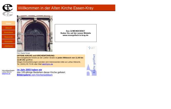 Vorschau von www.alte-kirche-kray.de, Evangelische Kirchengemeinde Essen-Kray