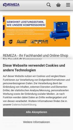 Vorschau der mobilen Webseite www.remeza-gmbh.de, Remeza GmbH