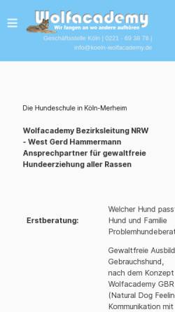 Vorschau der mobilen Webseite www.koeln-wolfacademy.de, Wolfacademy - Zweigstelle Köln-Merheim