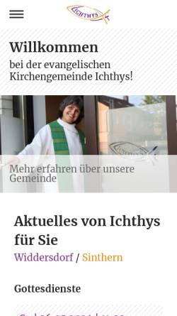 Vorschau der mobilen Webseite www.ev-gemeindehaus.de, Evangelische Kirchengemeinde Widdersdorf
