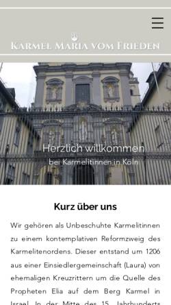 Vorschau der mobilen Webseite www.karmelitinnen-koeln.de, Karmelitinnen-Kloster St. Maria vom Frieden